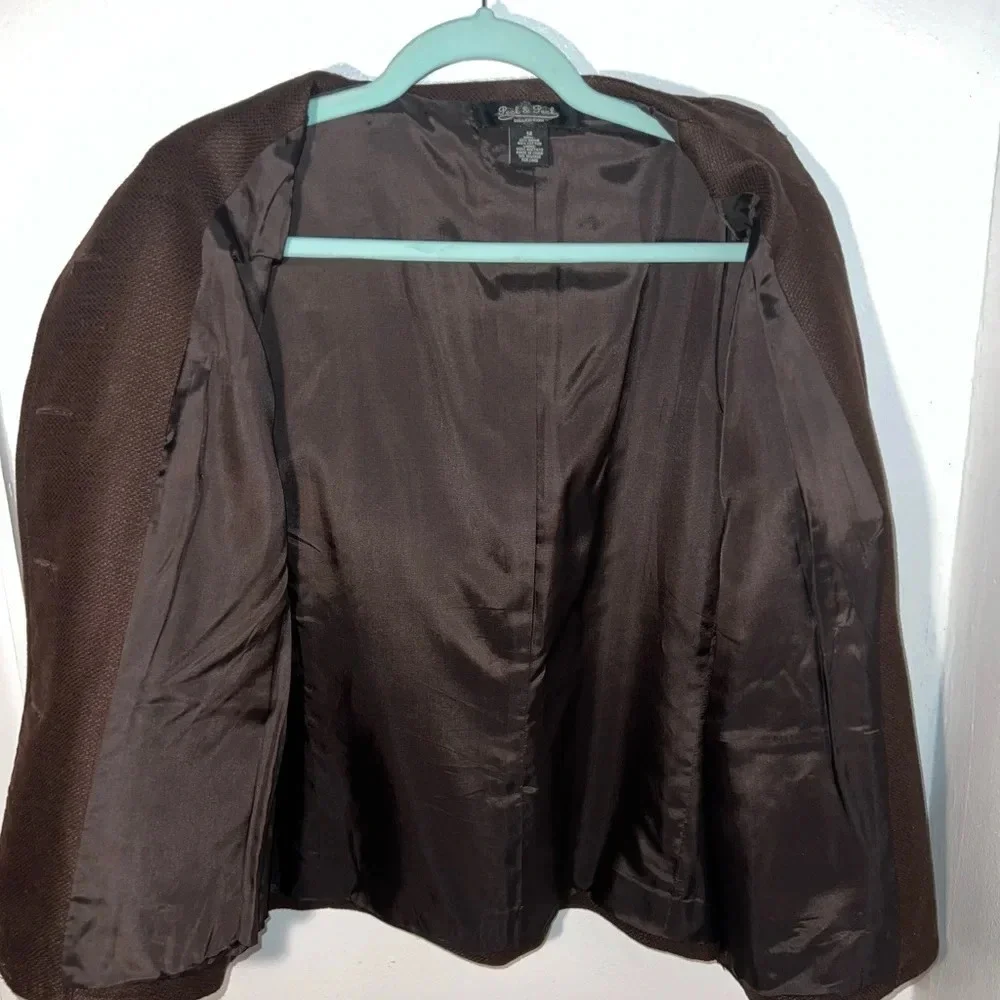 Peck&peck,14 oversized‎ button front pocketed,contrast stitching jacket/Blazer
